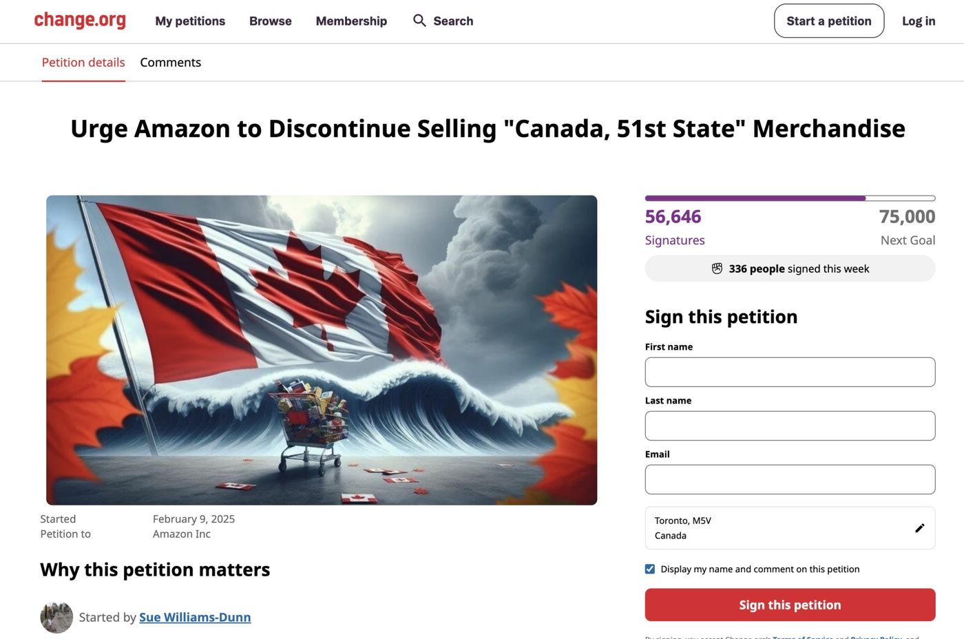 amazon canada petition 51st state